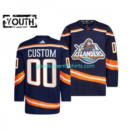 New York Islanders Custom Adidas 2022-2023 Reverse Retro Marine Authentic Shirt - Kinderen